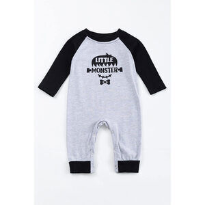 Grey "little monster" baby boy romper
